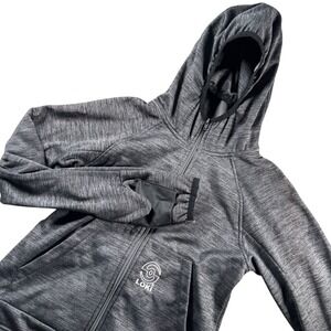 Loki Kids Tech Hoodie Gray Heather Full Zip Fleece Lined Built-in Mitts Sz 14/16